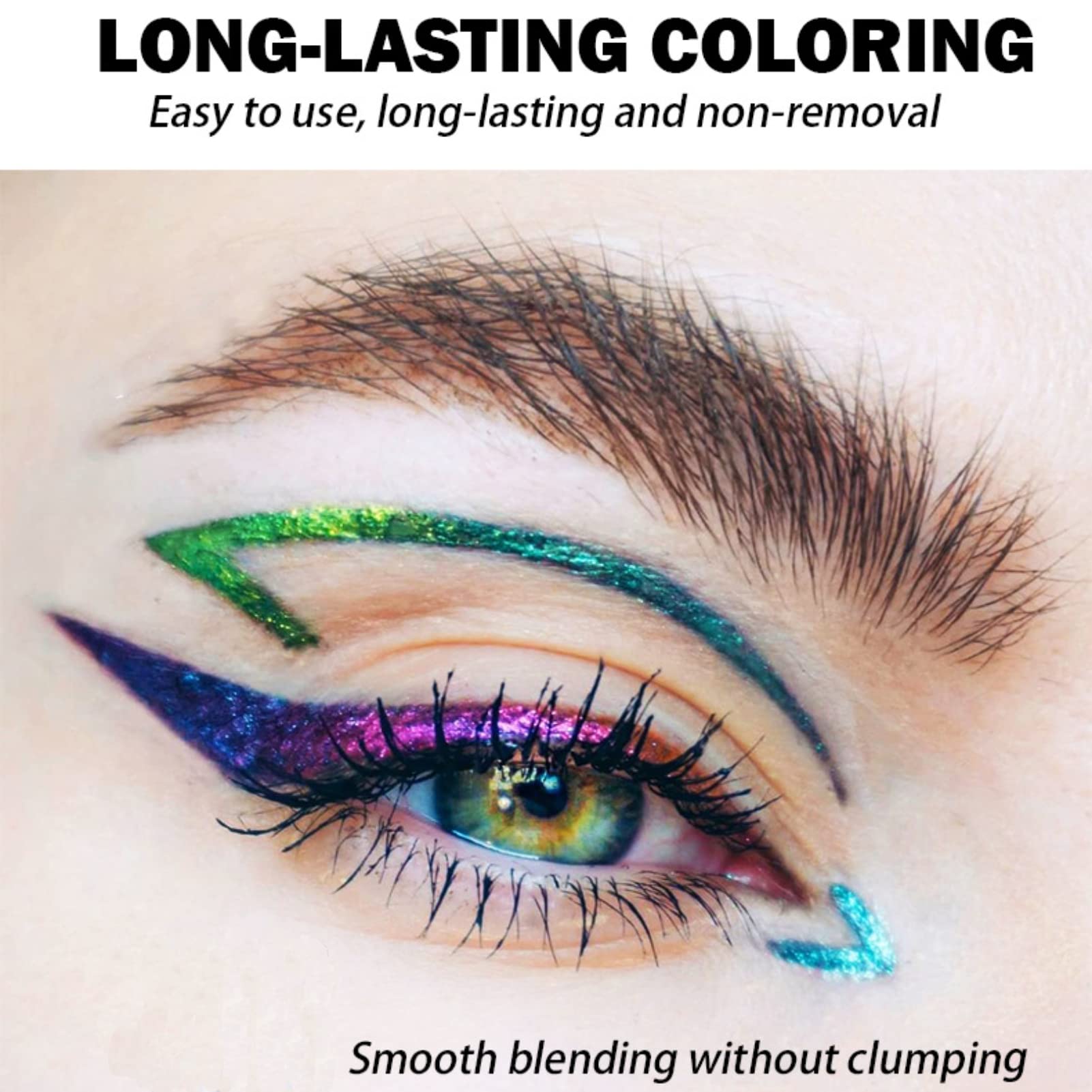 Corleone eyeliner on model in daylight showing subtle shimmer and wearable style benefit