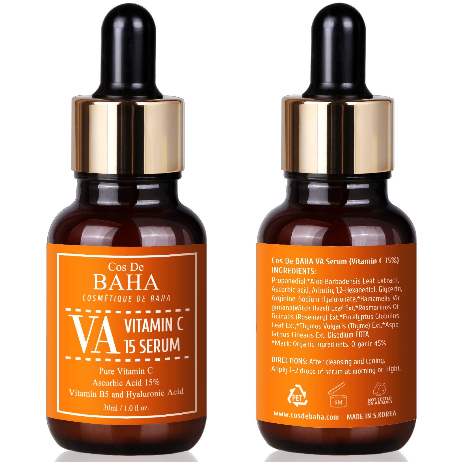 Cos De BAHA label detail listing aloe glycerin sodium hyaluronate for calming hydration