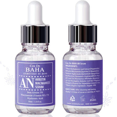 Cos De BAHA serum staged on bathroom counter for simplified daily routine