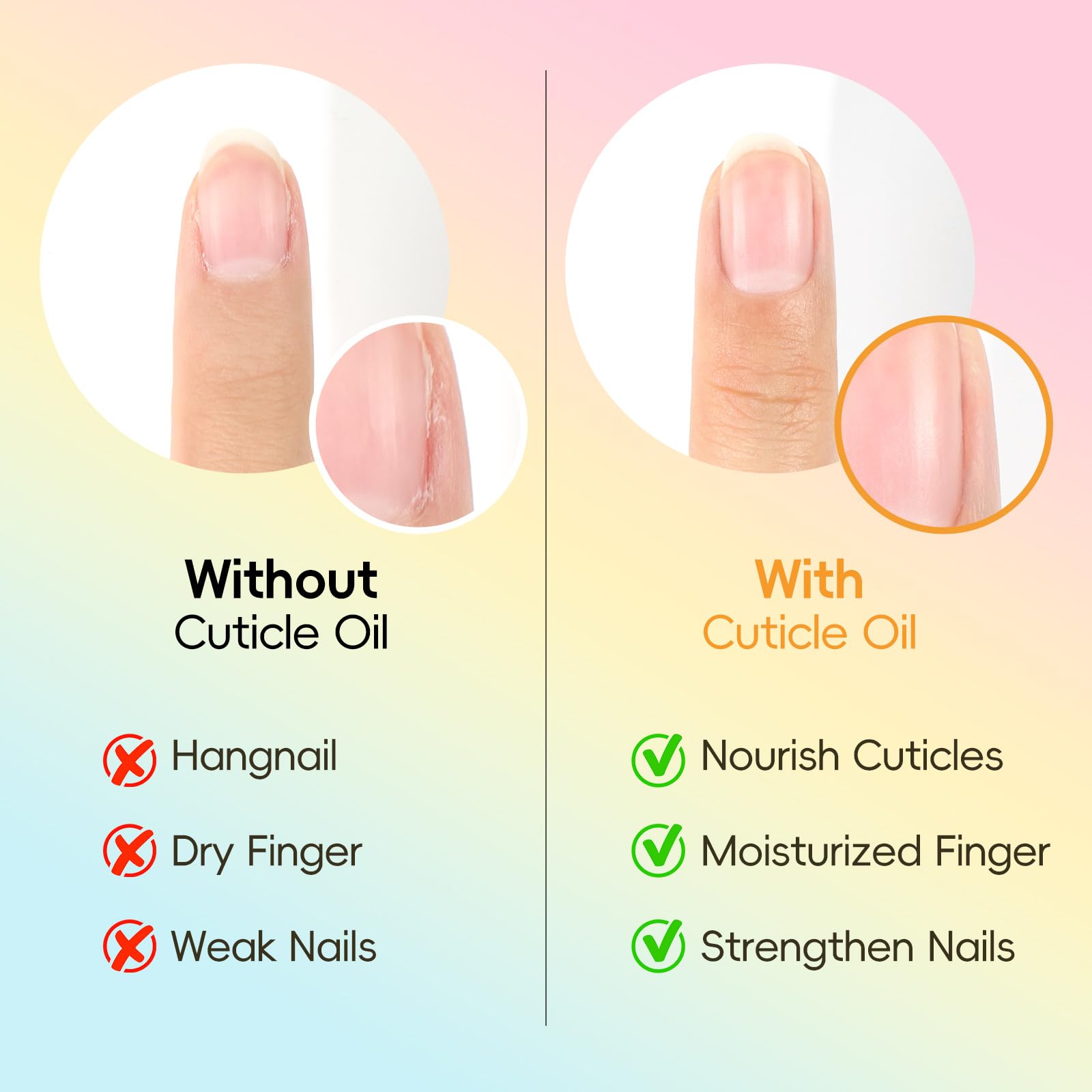 COSCELIA applying oil to cuticle showing smooth application and immediate moisturization benefit