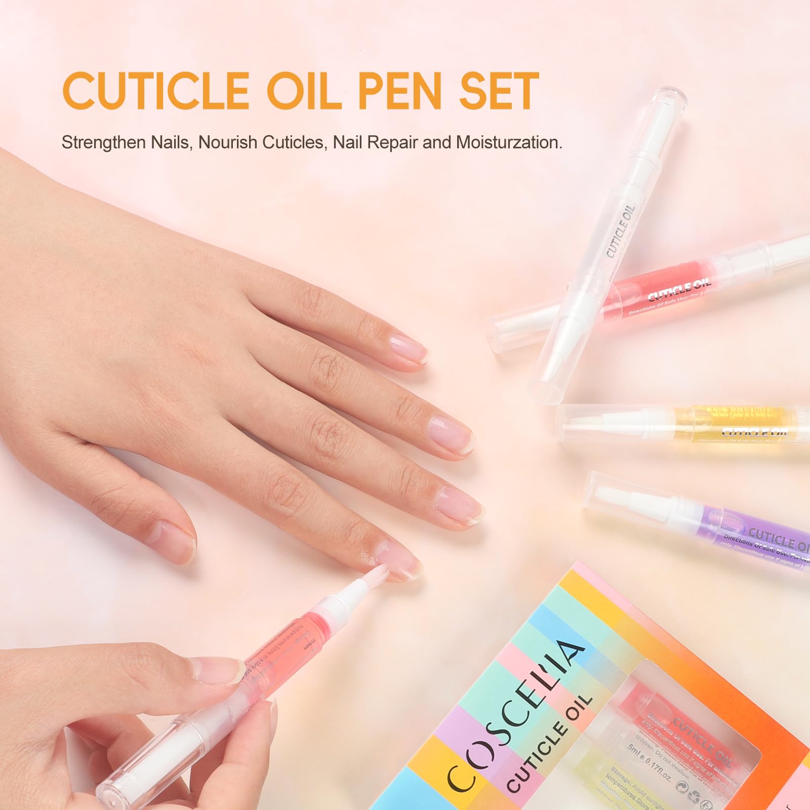 COSCELIA pen tip close-up for precise cuticle application and control