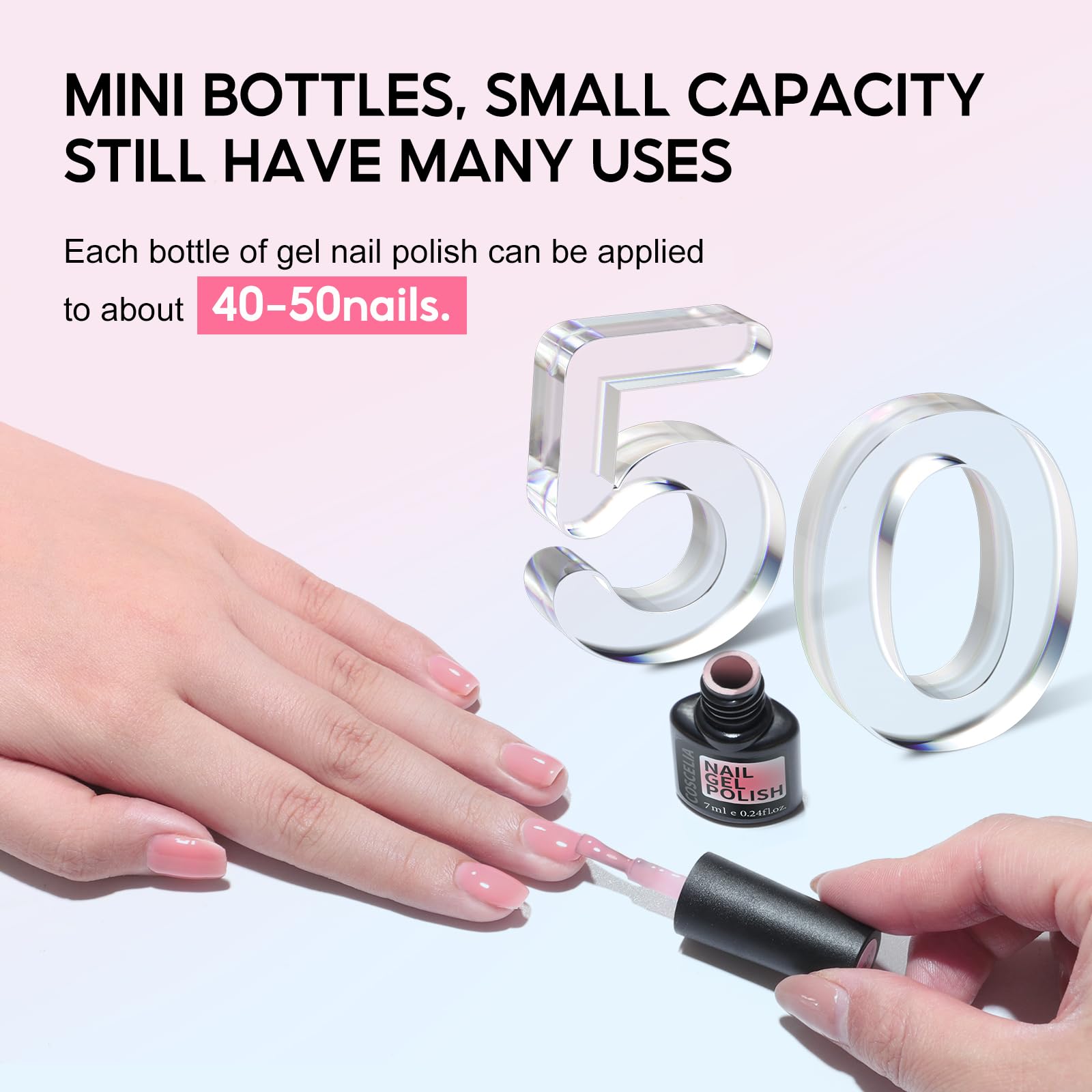 COSCELIA size comparison with hand showing bottle scale benefit