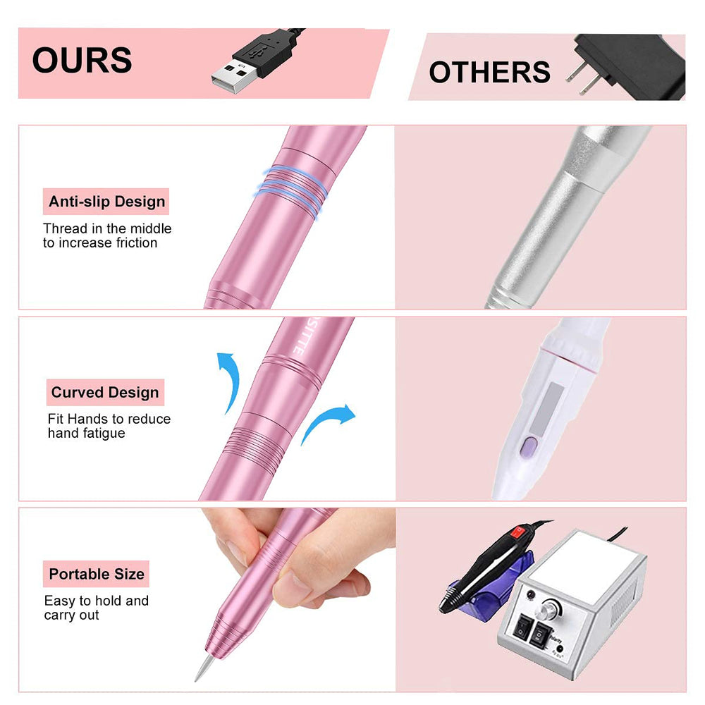 COSITTE drill bits with 26 sanding bands neatly arranged for versatile nail tasks benefit