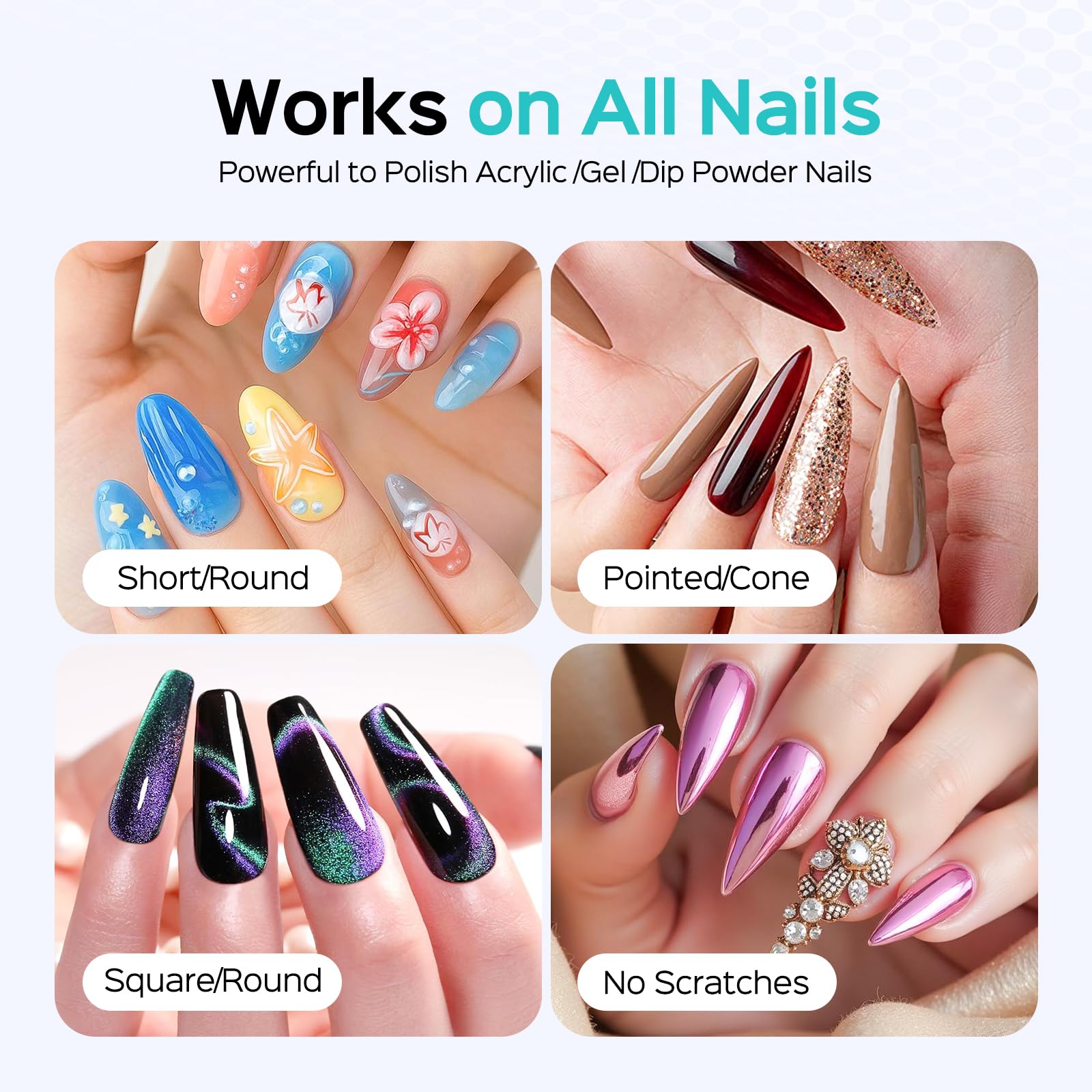 COSLUS in use filing nails demonstrating professional finish and quiet operation