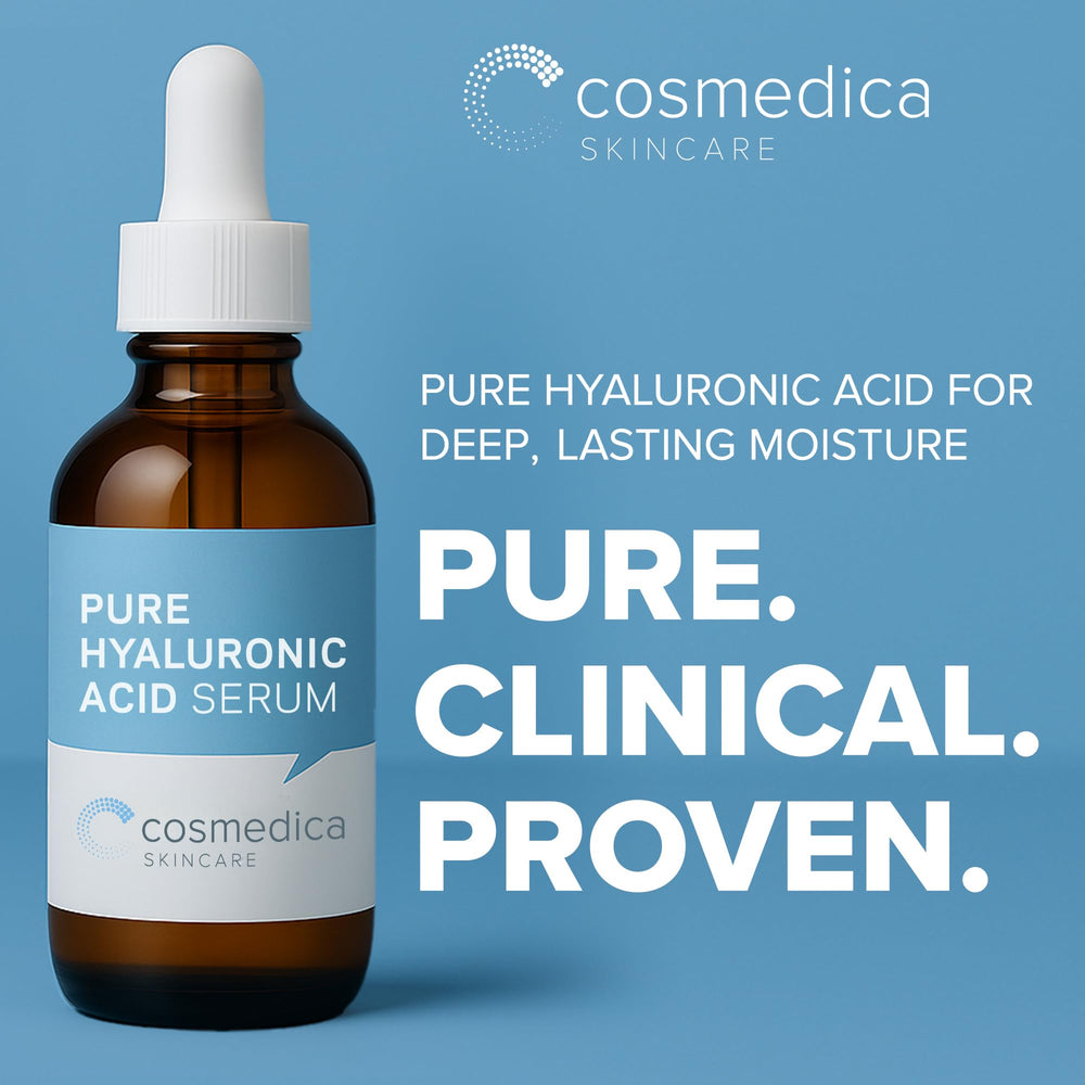 Cosmedica close-up droplet texture illustrating fast-absorbing hydration
