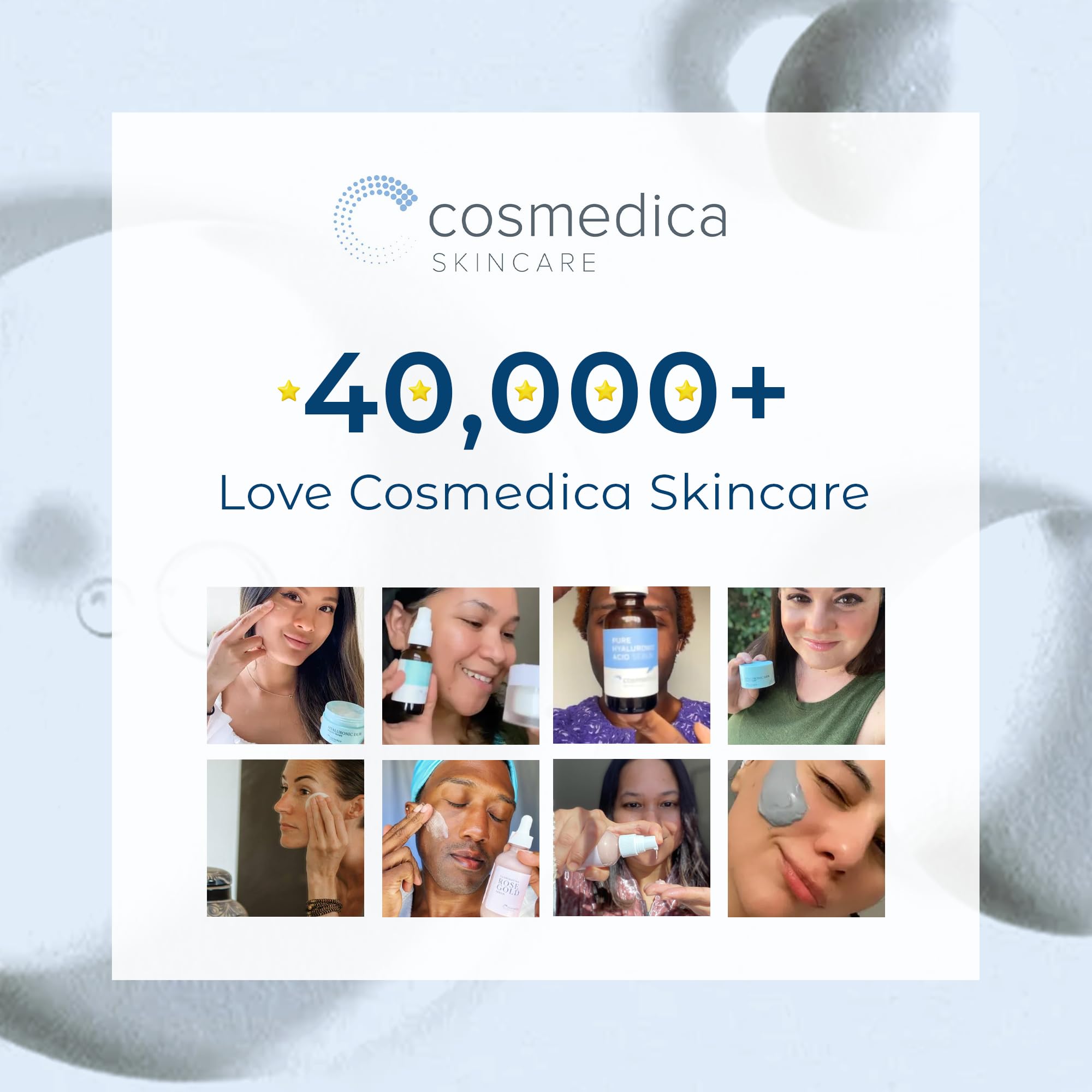 Cosmedica Skincare bottle in hand showing 1 fl oz size and travel-friendly convenience