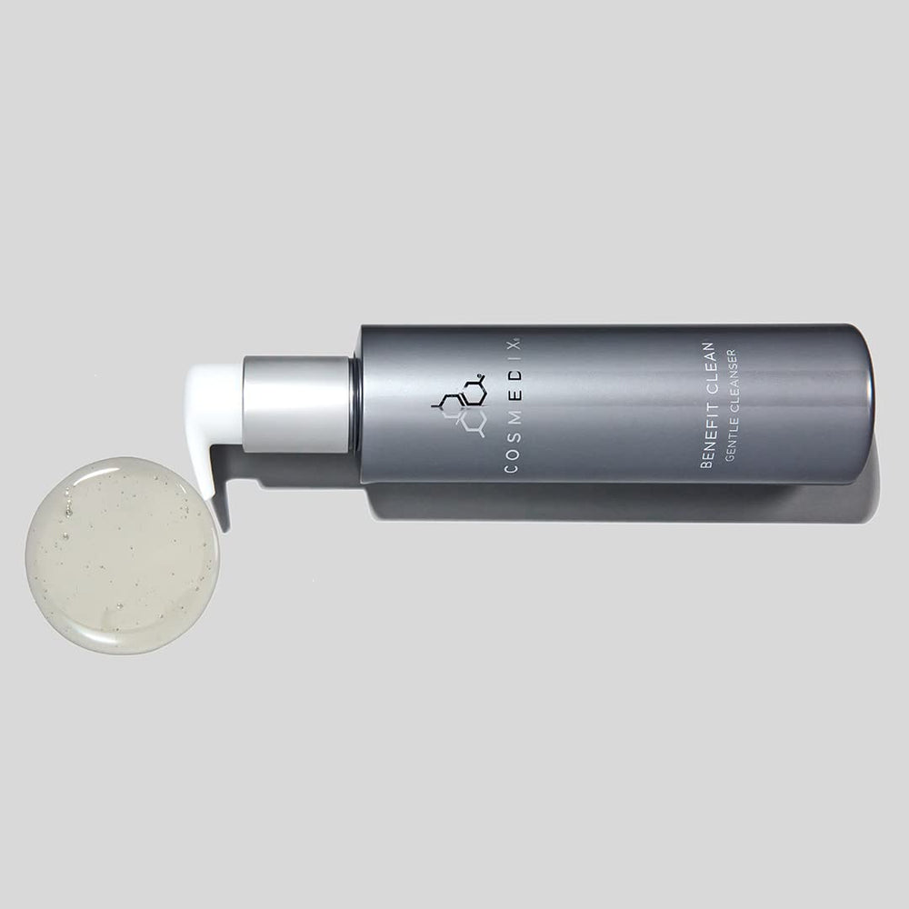 COSMEDIX Benefit Clean skin after rinse showing smooth hydrated complexion, balanced finish