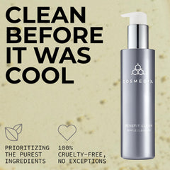 COSMEDIX Benefit Clean cap and label detail, premium branding and ingredient clarity