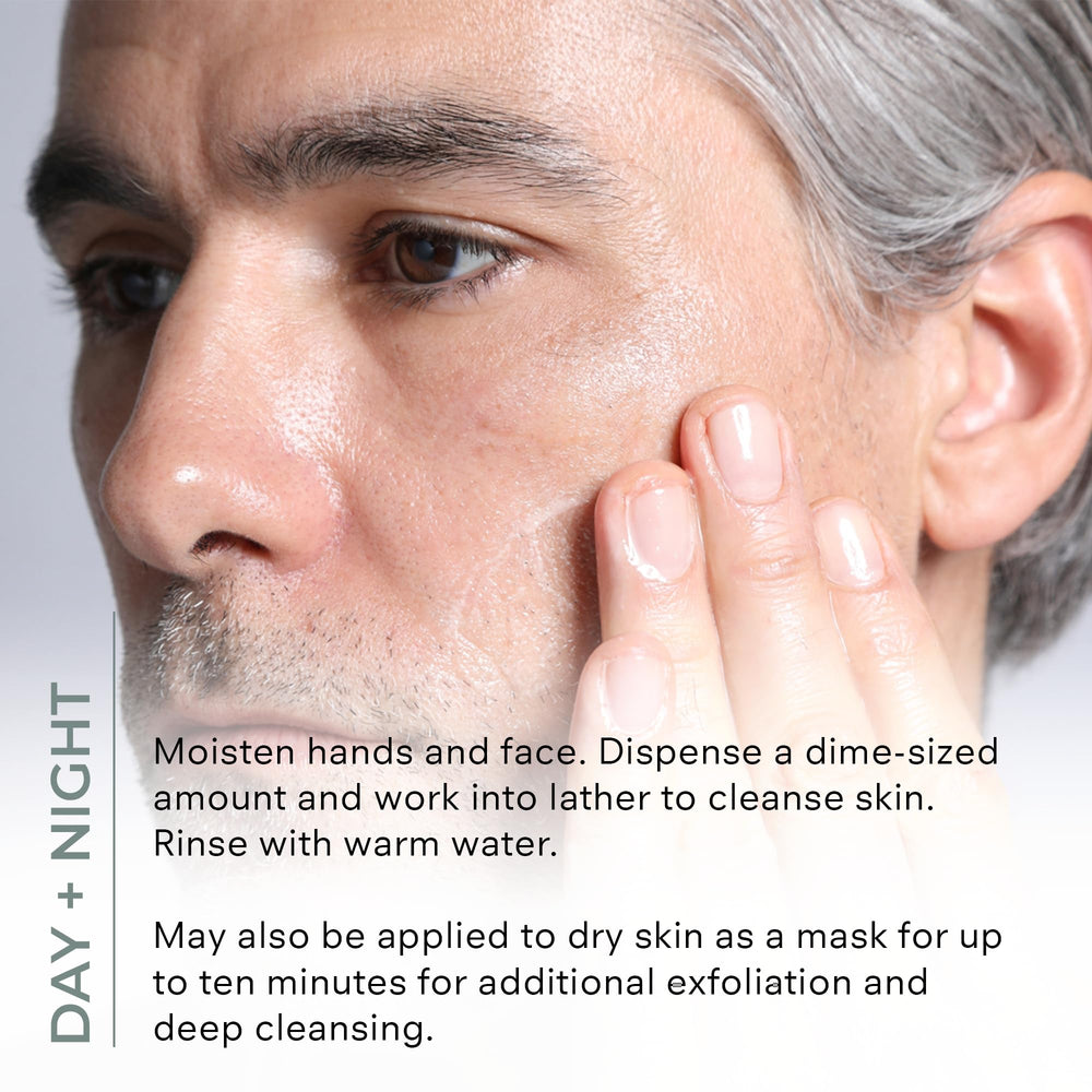 Tea tree and peppermint beside COSMEDIX bottle signaling clarifying, refreshing benefits