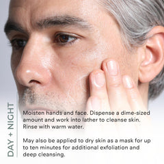 Tea tree and peppermint beside COSMEDIX bottle signaling clarifying, refreshing benefits