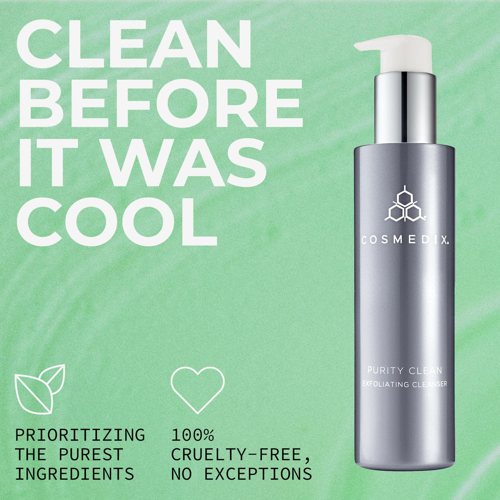 Applying Purity Clean as a mask on hand illustrating deeper exfoliation option