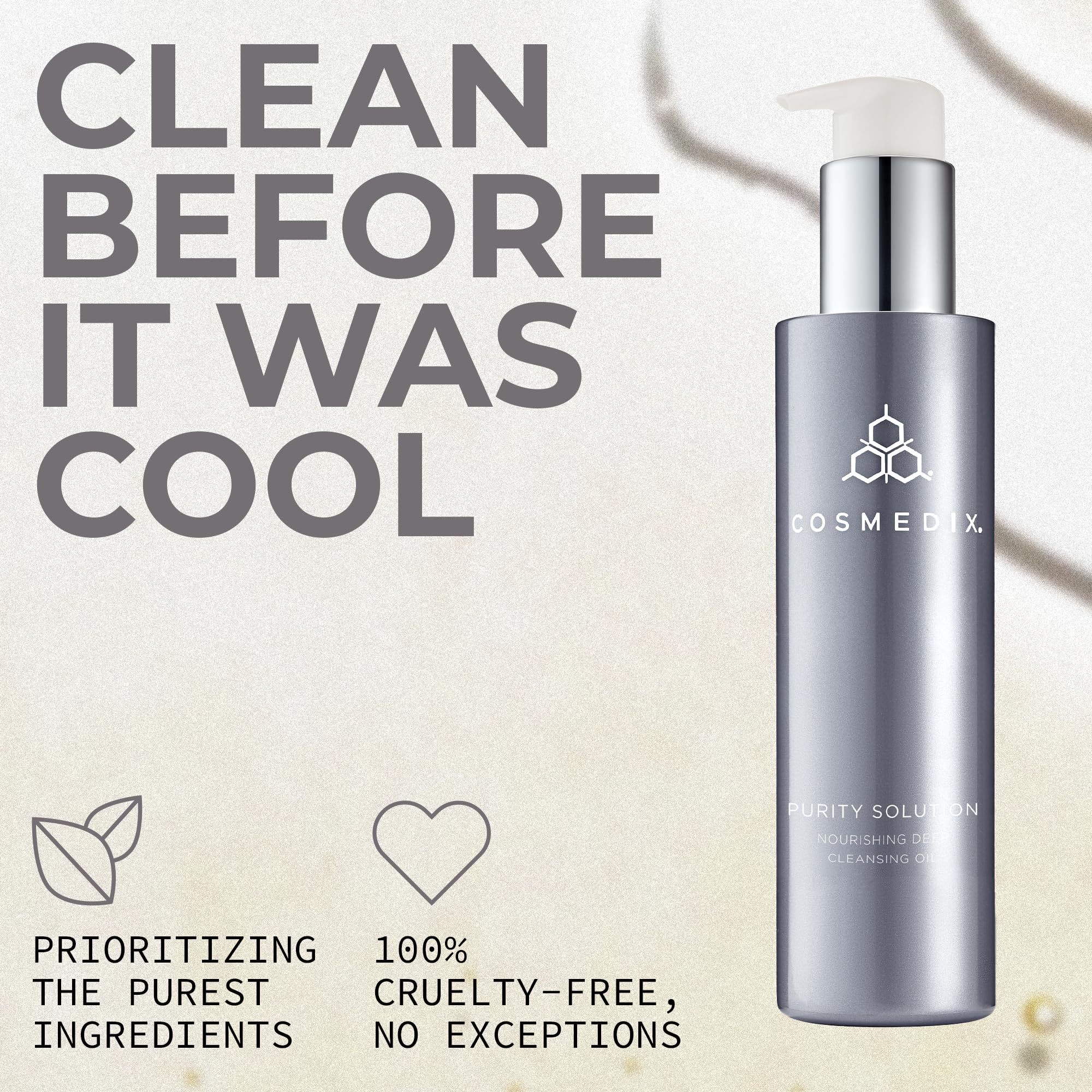 COSMEDIX emulsified milky rinse showing easy water-based removal benefit