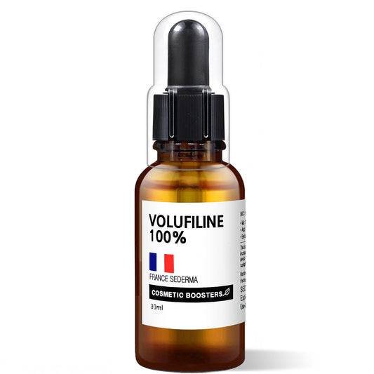 COSMETIC BOOSTERS Volufiline front packaging showing bottle and label benefits
