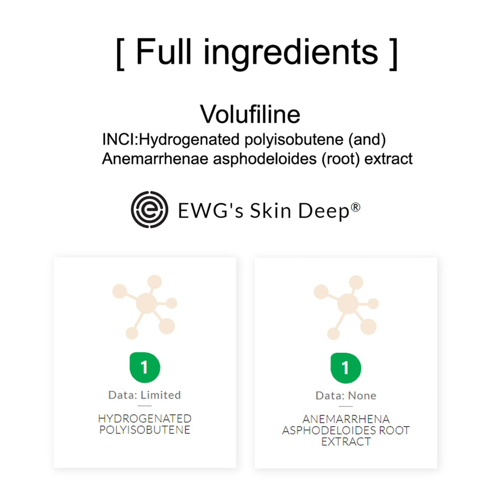 COSMETIC BOOSTERS Volufiline ingredient label close-up for transparency benefit