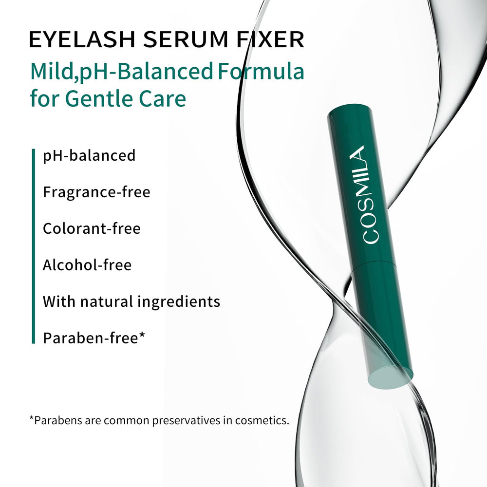 COSMILA placed with lash tools conveying aftercare compatibility