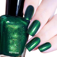 COSMOO dark green bottle front showing brand and deep shimmer