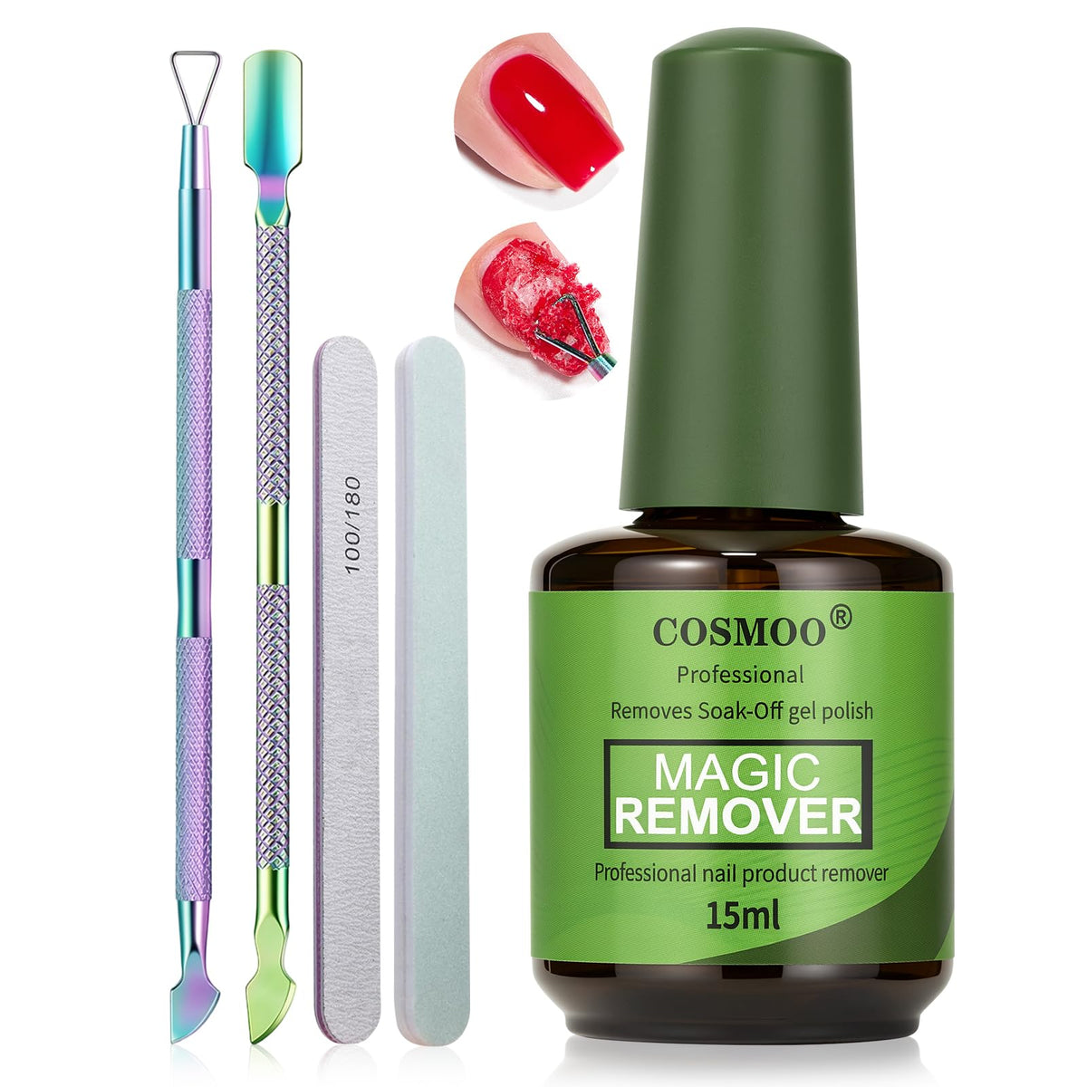 COSMOO front packaging showing kit contents and quick removal benefit