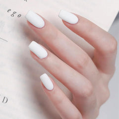 COSMOO nail swatch on hand model illustrating velvet matte finish benefit