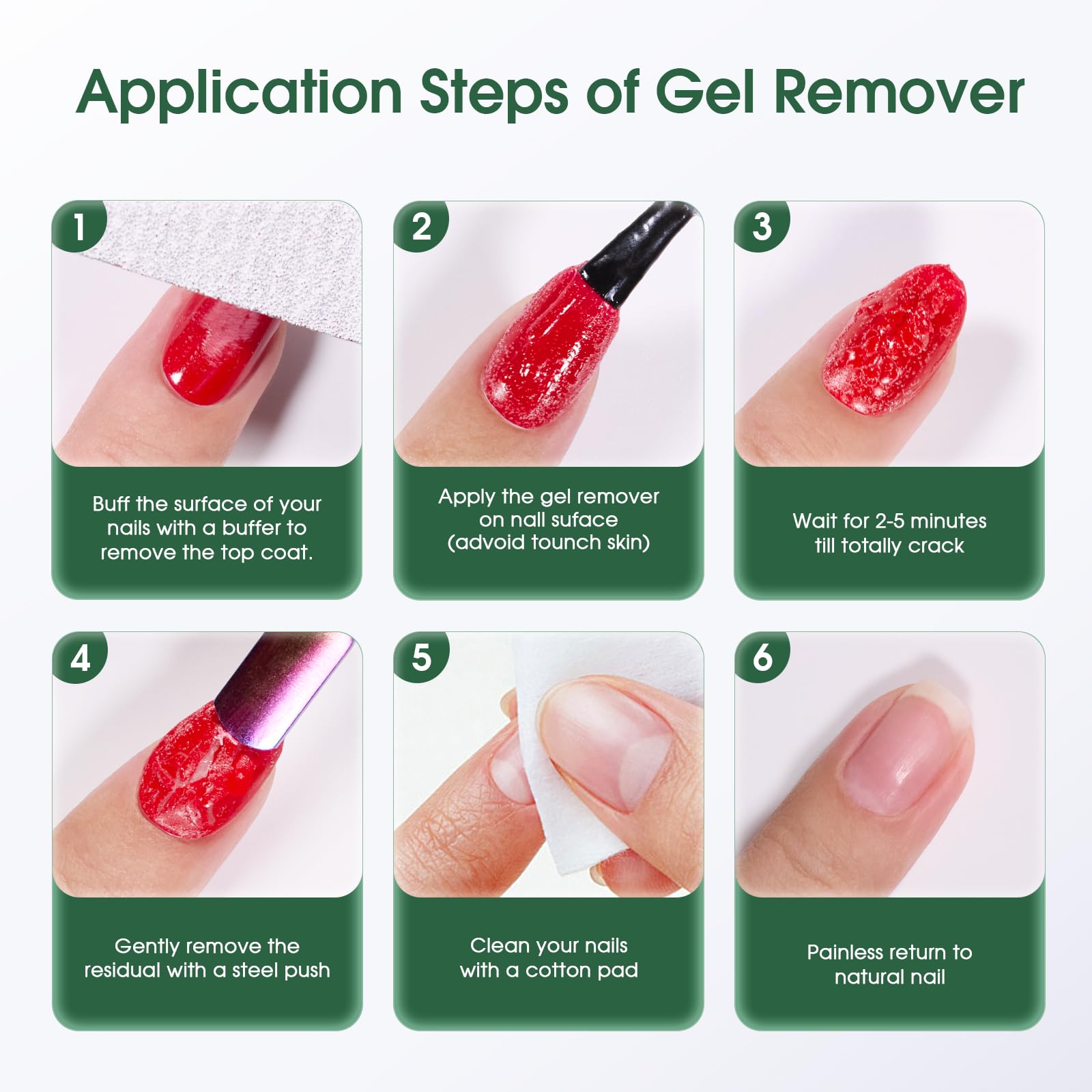 COSMOO removal process with cuticle pusher showing hassle-free cleanup