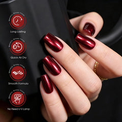 COSMOO brush stroke of wine red polish illustrating smooth application benefit
