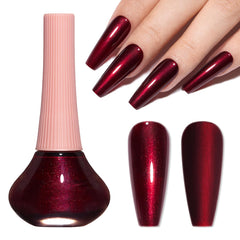 COSMOO bottle front view showing deep burgundy shade and glossy finish
