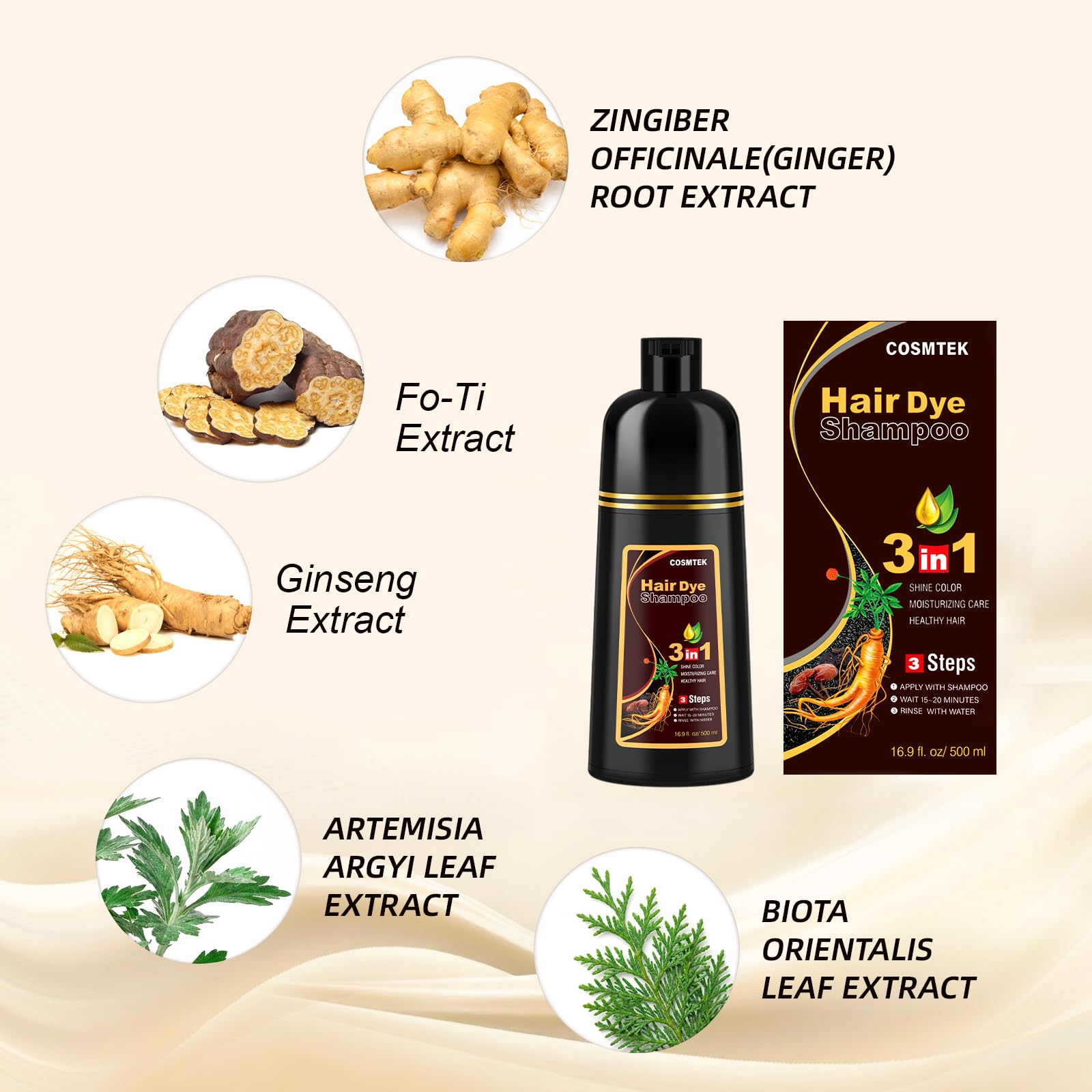 COSMTEK application on wet hair with gloved hands showing simple at-home use