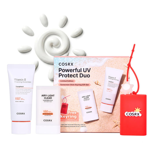 COSRX front packaging showing duo set and keyring benefit portability