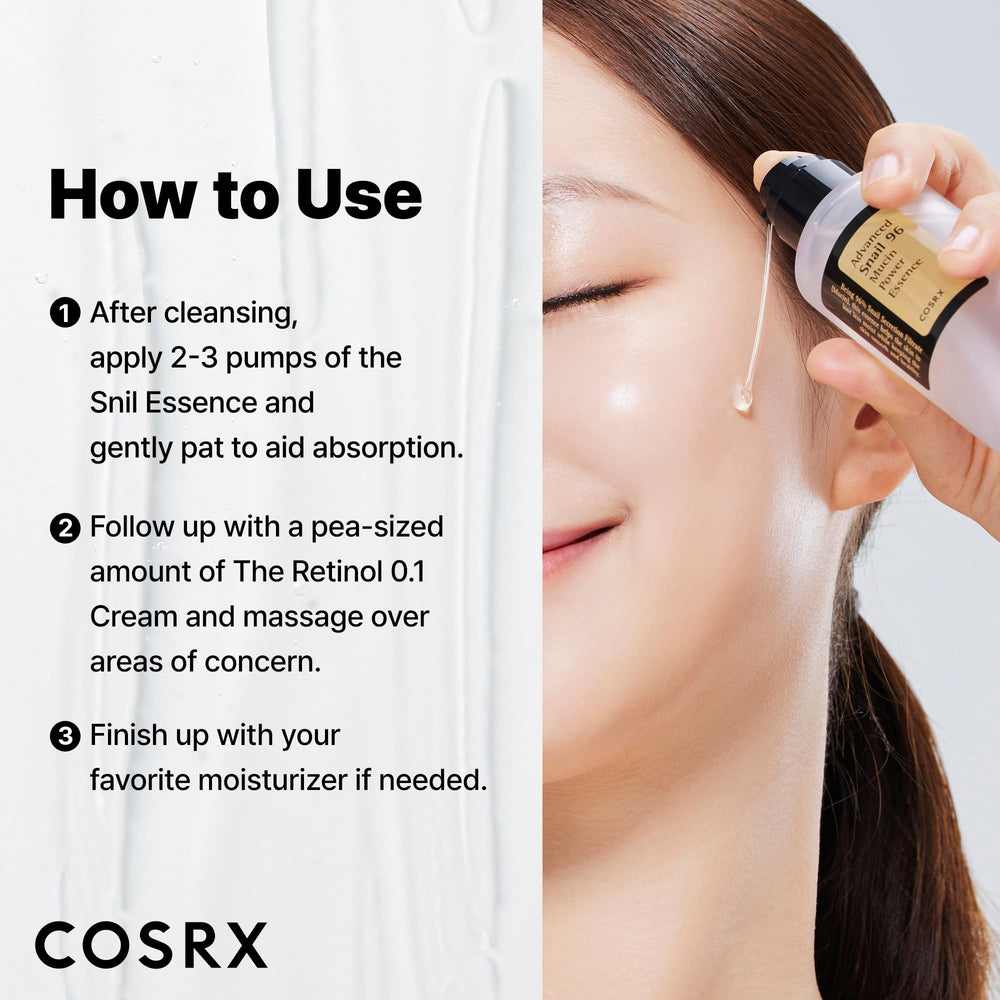 COSRX ingredients label emphasizing snail secretion filtrate concentration and benefit