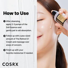 COSRX ingredients label emphasizing snail secretion filtrate concentration and benefit
