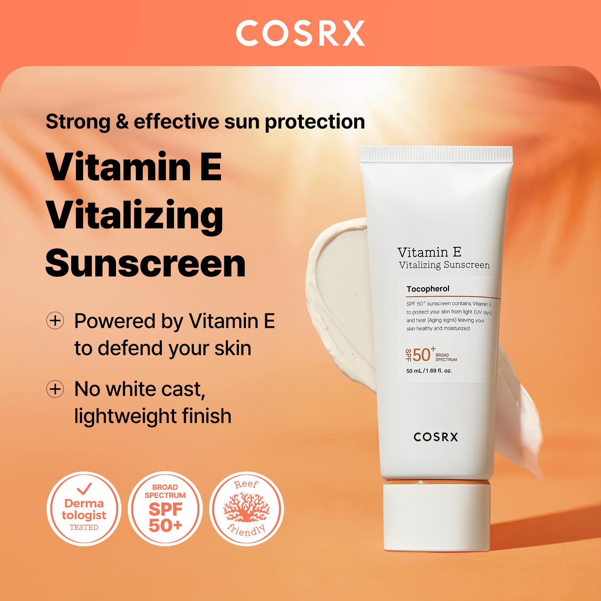 COSRX included keyring attached to sunscreen for easy carry convenience
