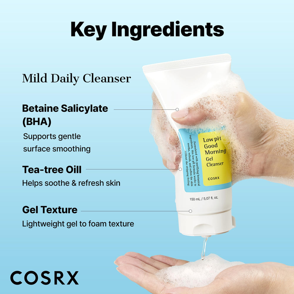 COSRX foam on a hand showing effective cleansing with soft finish