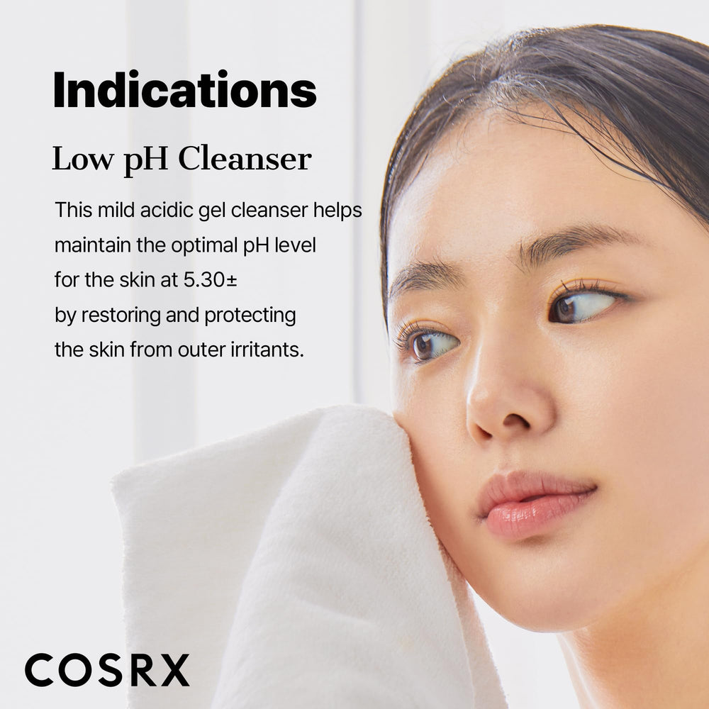 COSRX gel texture close-up illustrating gentle, non-stripping lather