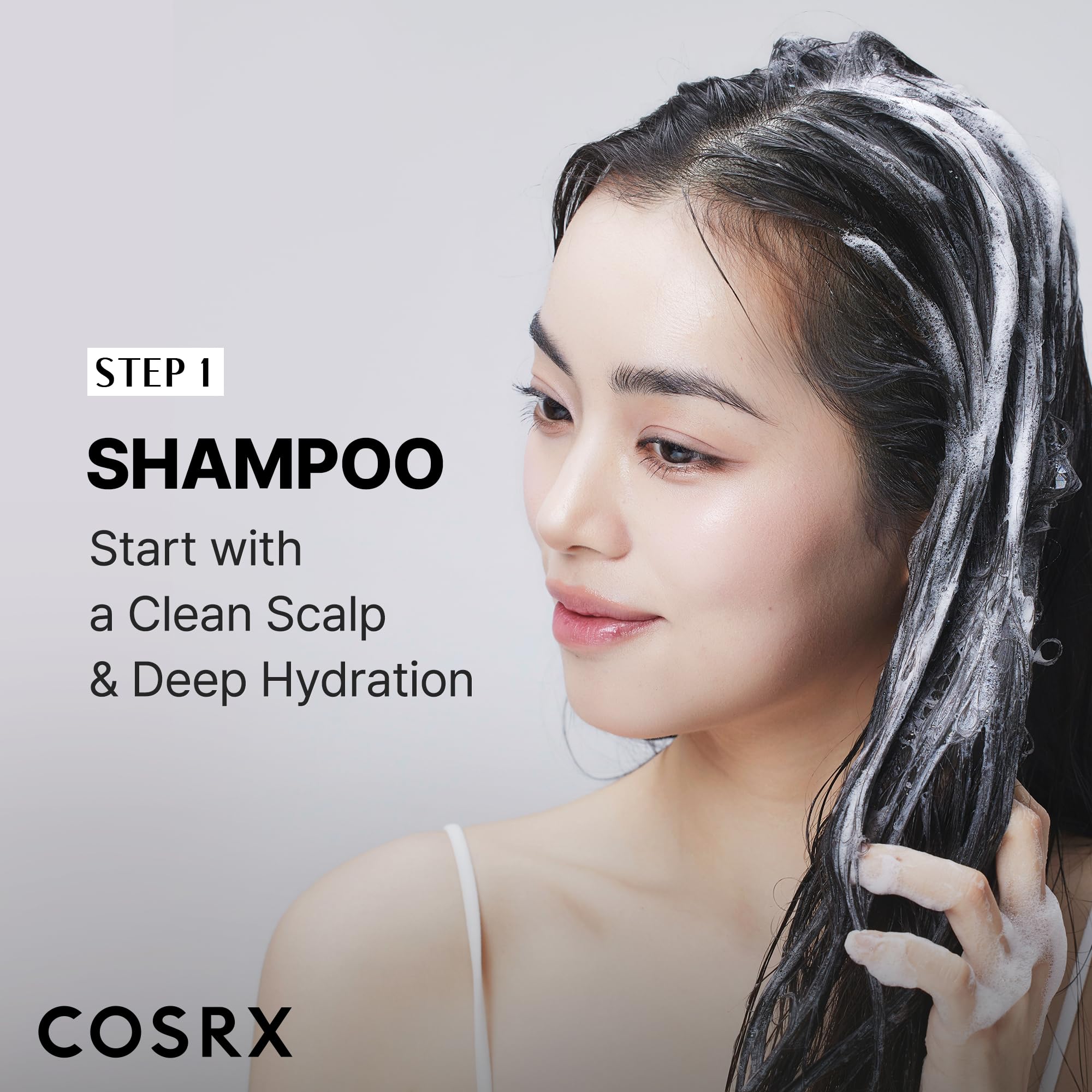 Applying treatment in shower, COSRX rebuilding damaged strands benefit