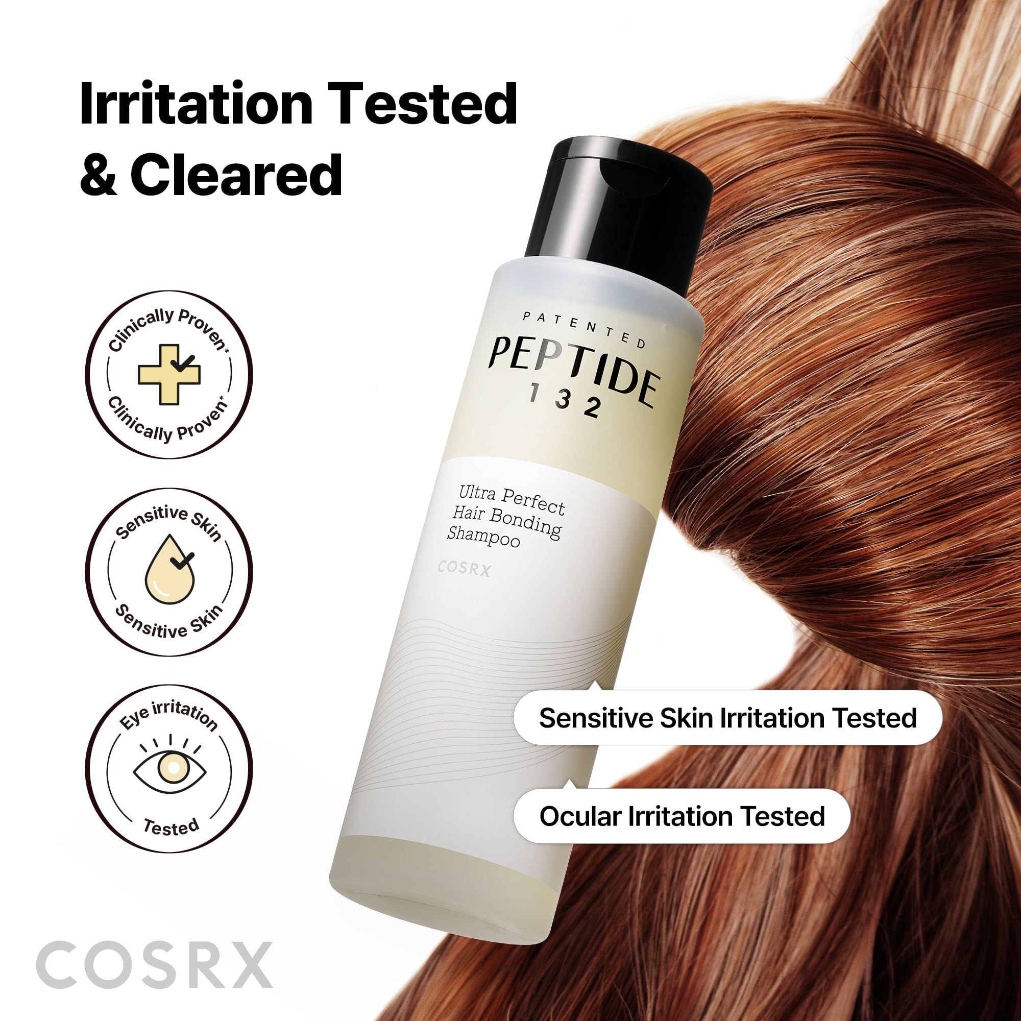 COSRX before and after hair strands showing reduced breakage and improved smoothness