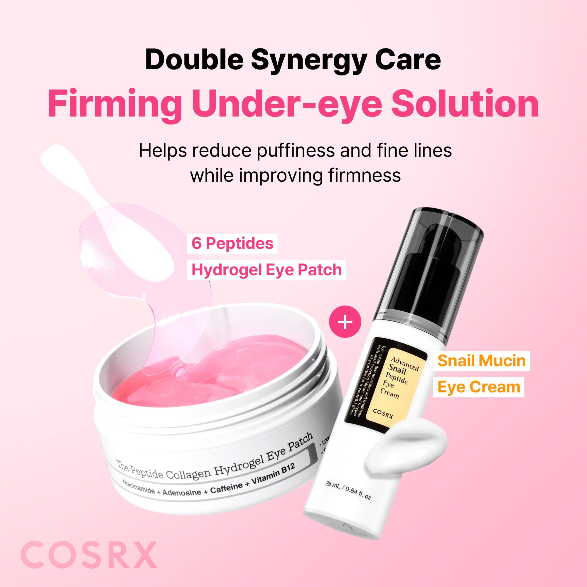 COSRX before and after under-eye shots showing visible refreshing results
