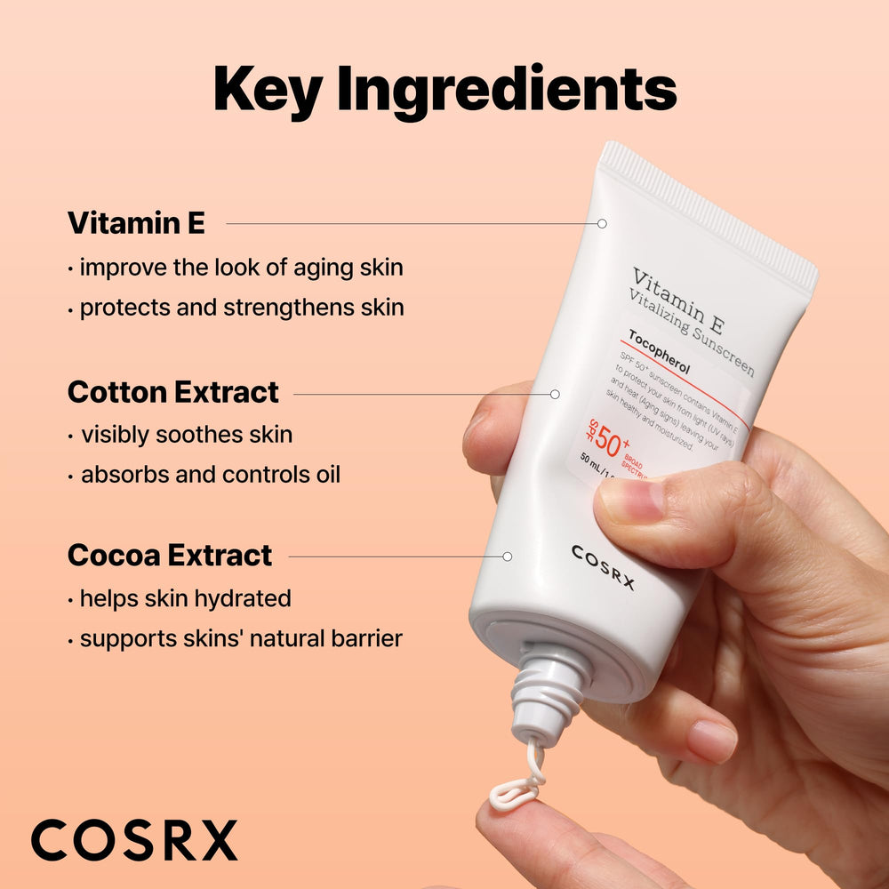 COSRX applying sunscreen on face demonstrating smooth, non-greasy finish benefit