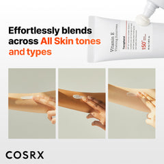COSRX sunscreen in beach bag lifestyle shot showing easy beach-ready protection benefit