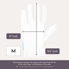 COTTONNERIE gloves beside a bedside lamp showing overnight moisturizing routine