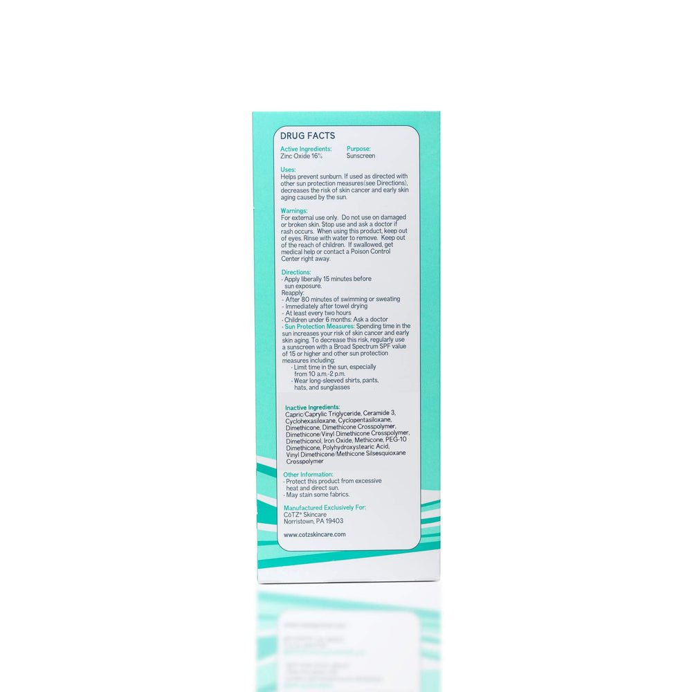 CoTZ ingredient label close-up showing mineral-based, fragrance-free benefits