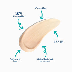 CoTZ swatch on skin illustrating sheer tint and immediate evening of tone