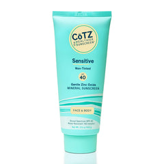 CōTZ sensitive front tube showing product and SPF 40 protection