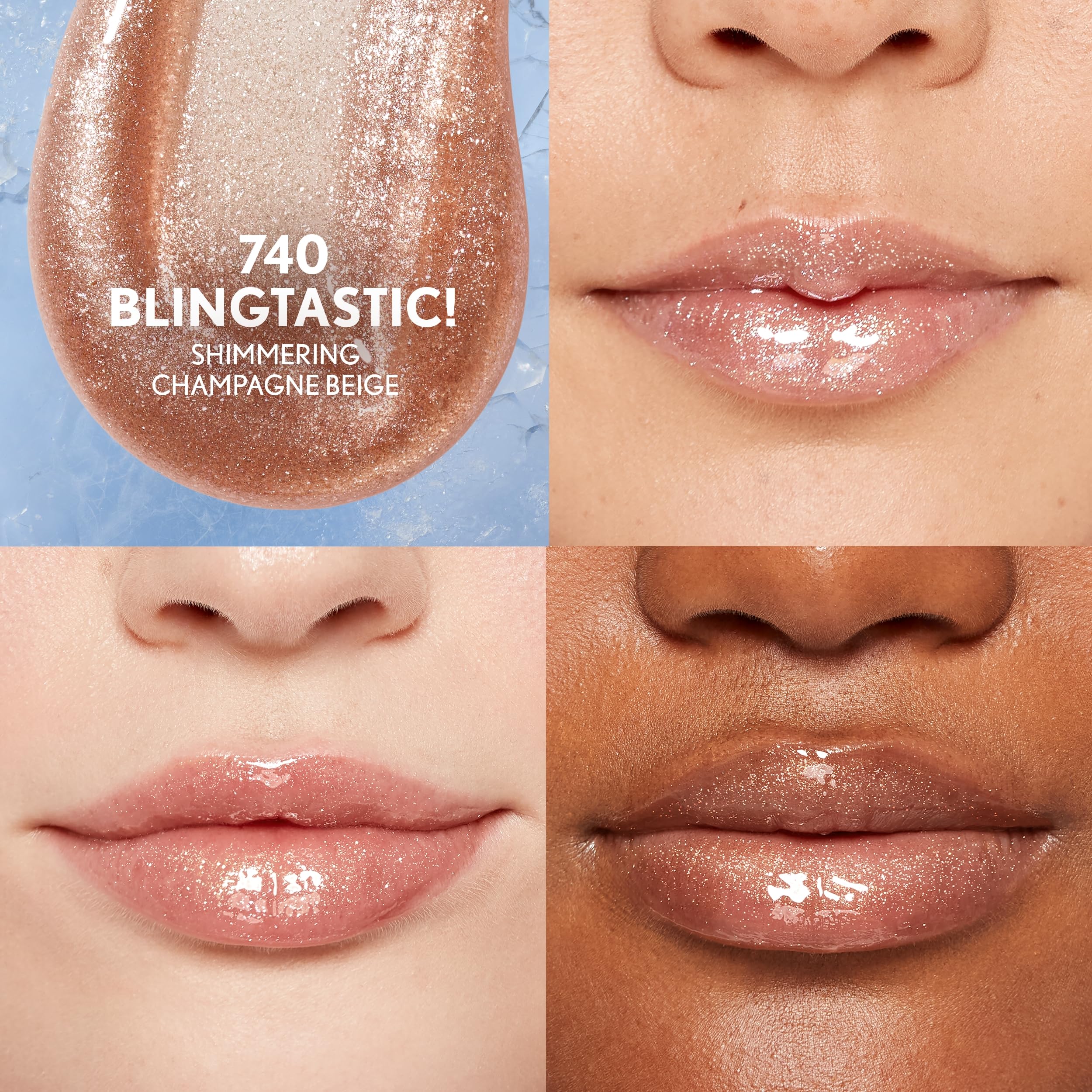 COVERGIRL 740 gloss texture closeup highlighting shiny, non-sticky finish