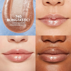 COVERGIRL 740 gloss texture closeup highlighting shiny, non-sticky finish