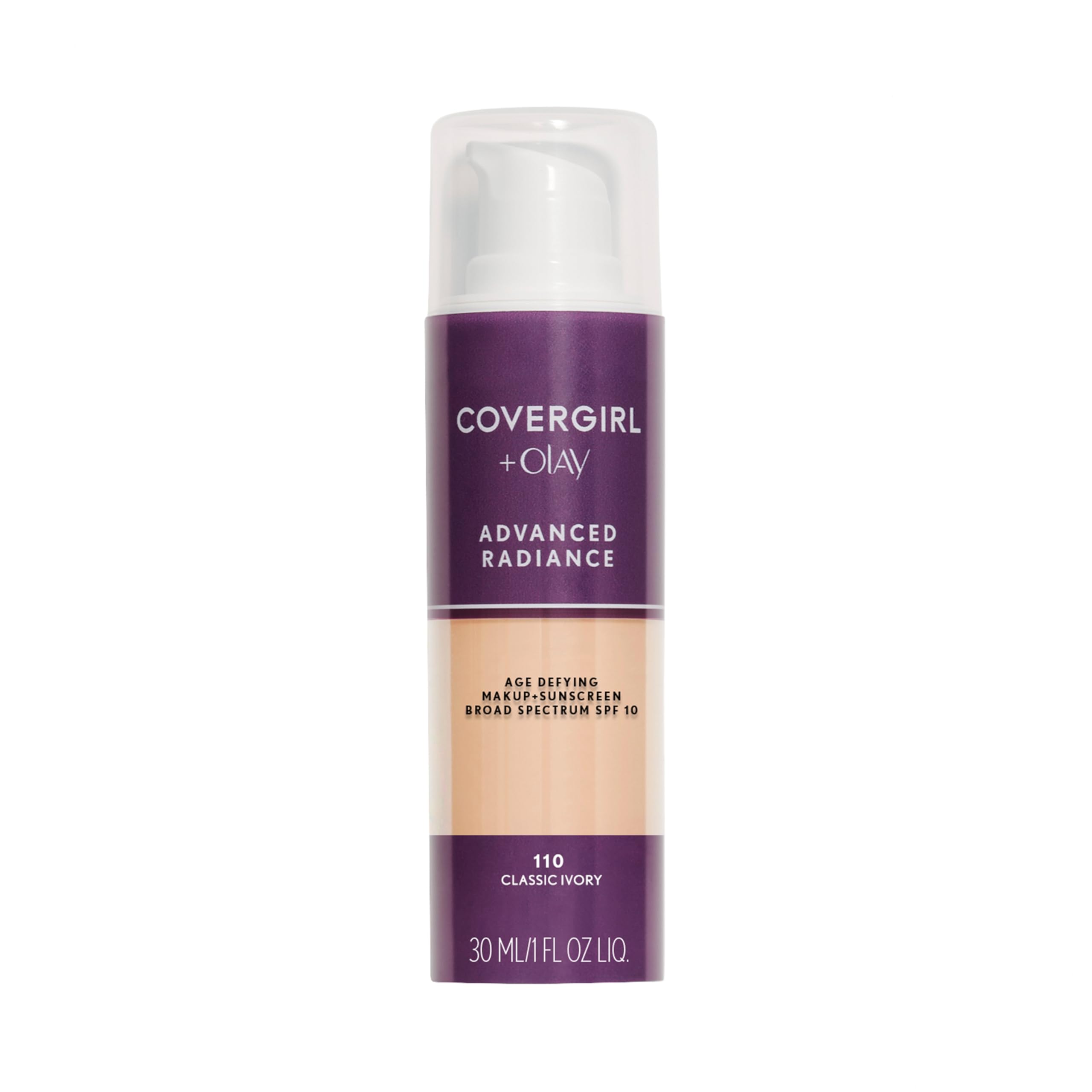 COVERGIRL front bottle of Advanced Radiance showing label and shade 110