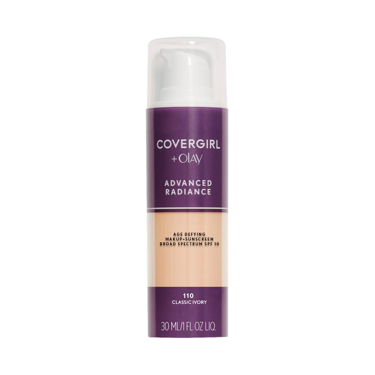 COVERGIRL front bottle of Advanced Radiance showing label and shade 110