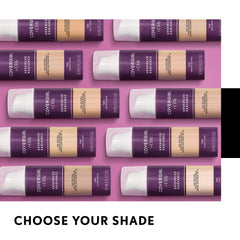 COVERGIRL bottle beside a one-ounce marker showing true product size and travel-friendly benefit