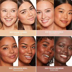COVERGIRL brush applying powder to face showing effortless blending and long-wear setting benefit