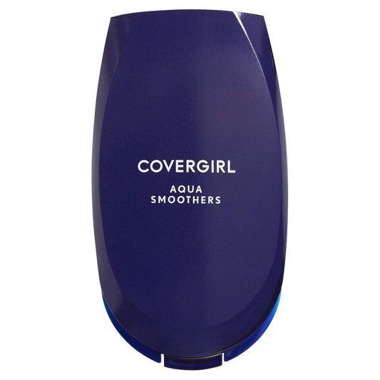 COVERGIRL Aquasmooth compact front view showing shade label and compact design benefit portability