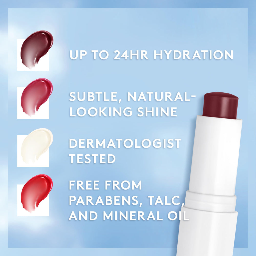 COVERGIRL balm applied on model lips demonstrating natural shine and instant moisturize benefit