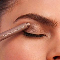 covergirl bronze glow before and after on lid showing visible shimmer impact